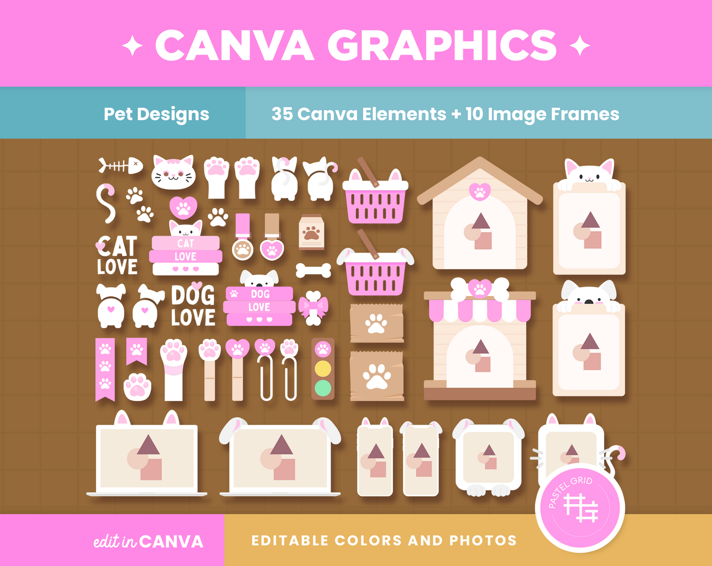Pet Canva Elements + Image Frames